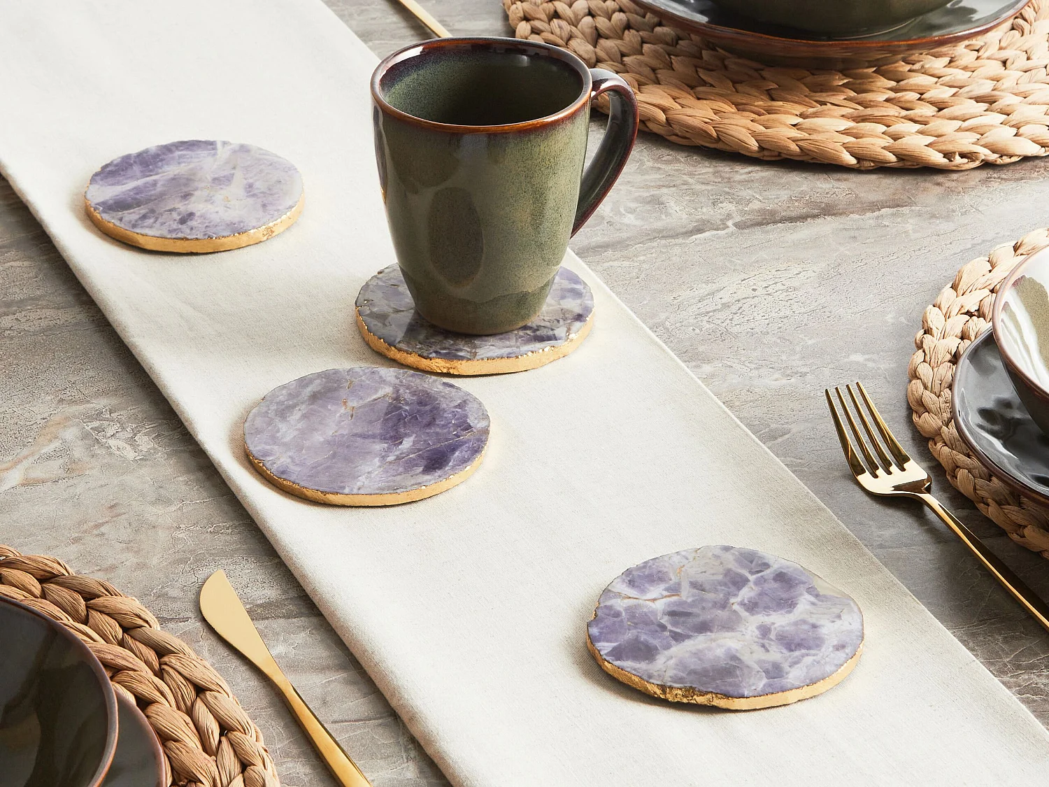 Lot de 4 sous-verres RESEN Pierre Violet