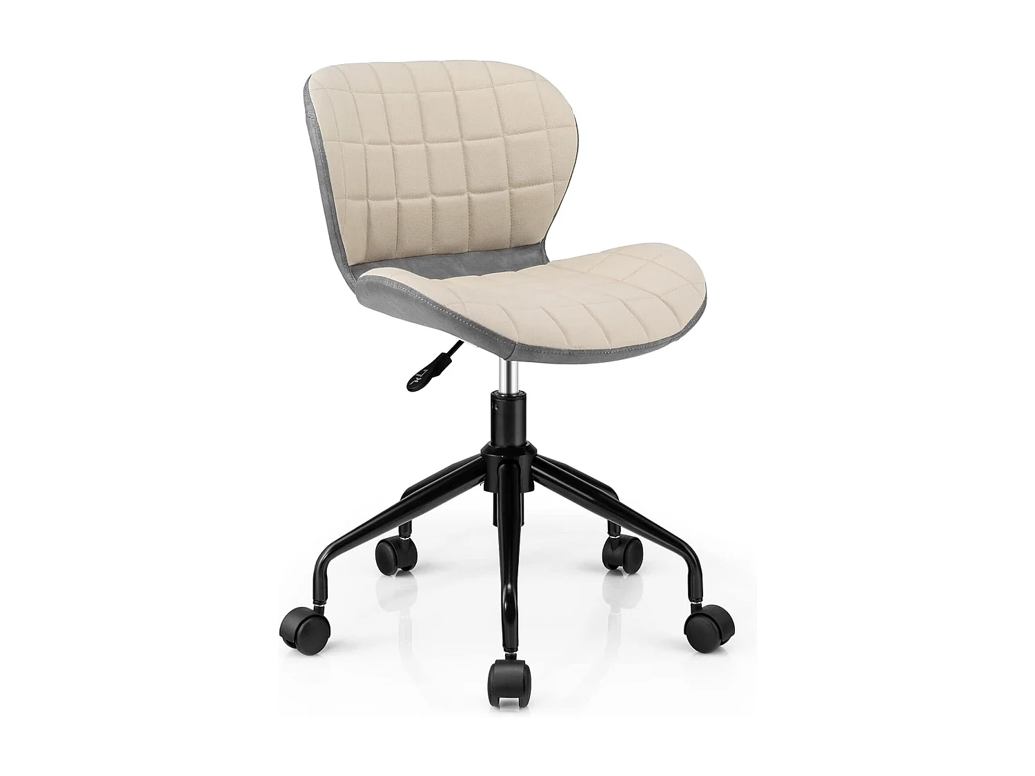 Chaise de Bureau à Roulette Pivotant Réglable en Hauteur Ergonomique, Surface en Cuir PU, Gris