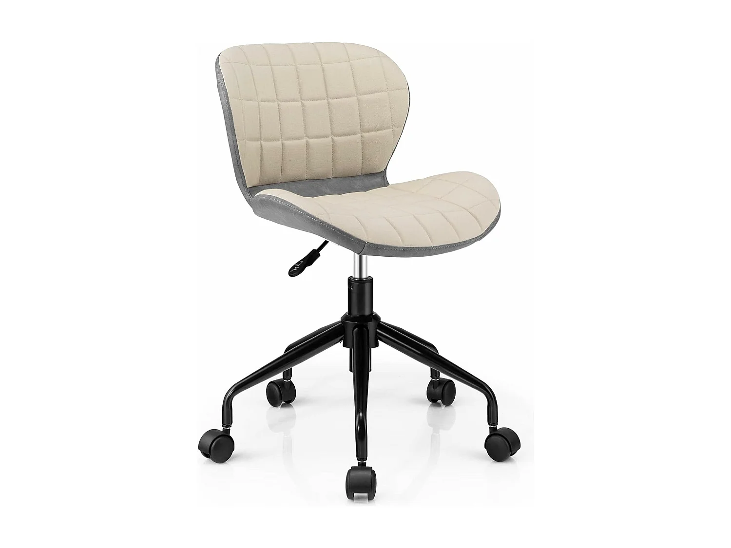 Chaise de Bureau à Roulette Pivotant Réglable en Hauteur Ergonomique, Surface en Cuir PU, Gris
