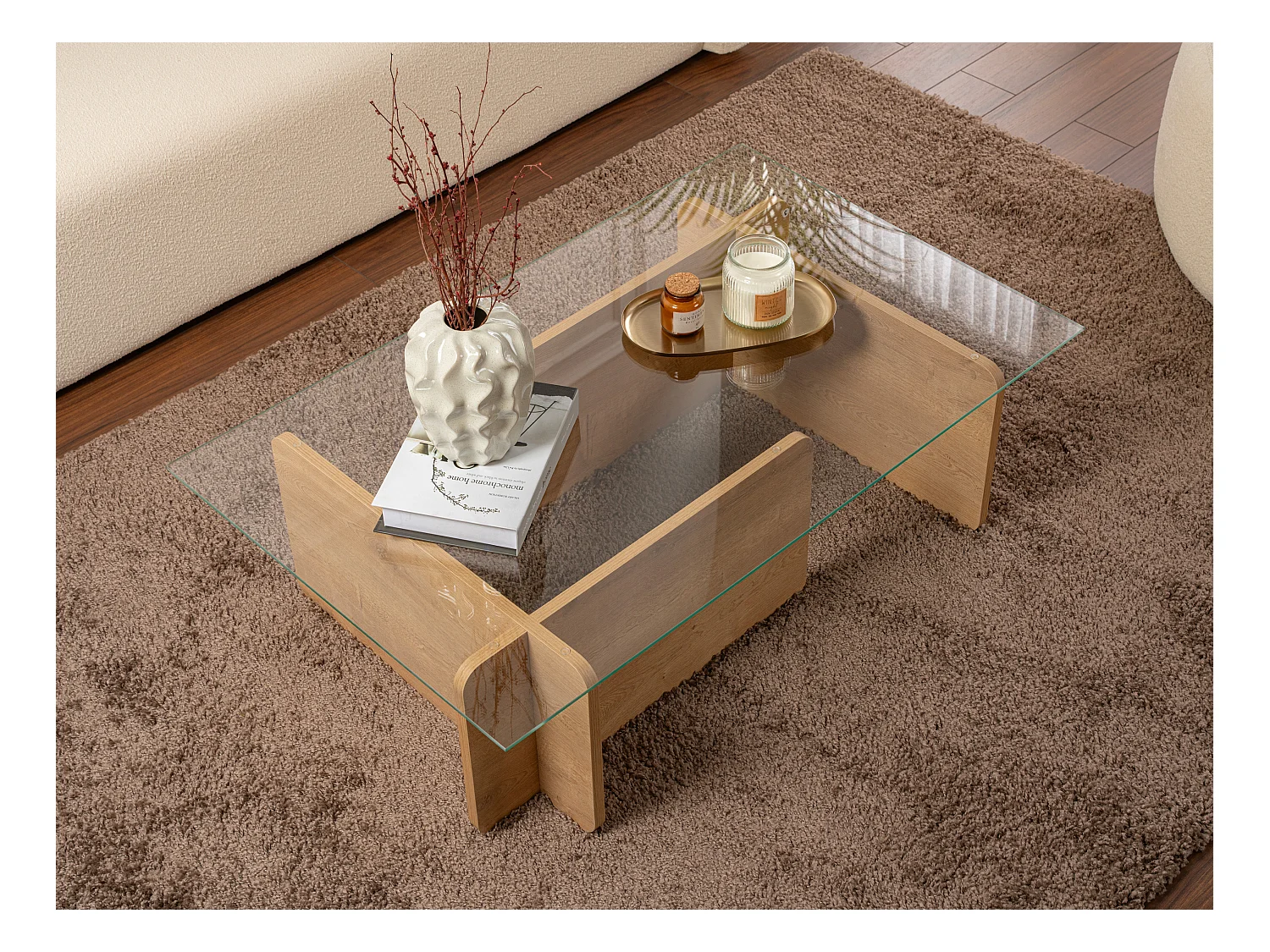 Table basse en verre trempé - Naturel clair et Transparent - AZRA