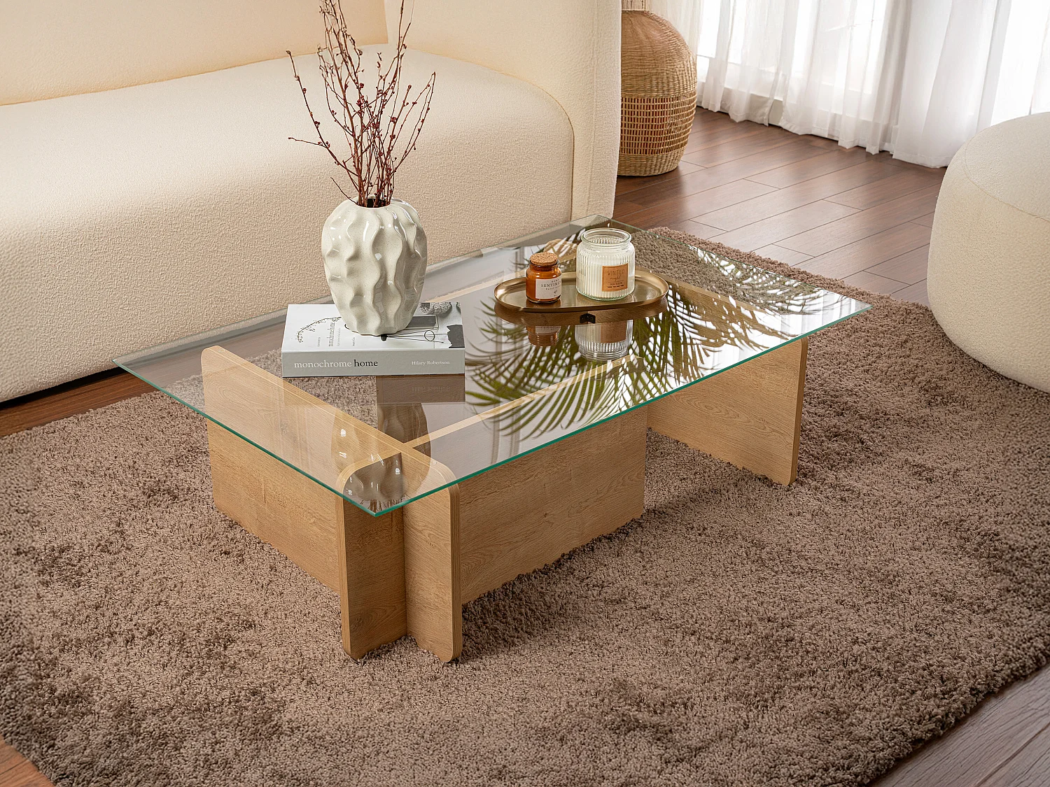 Table basse en verre trempé - Naturel clair et Transparent - AZRA