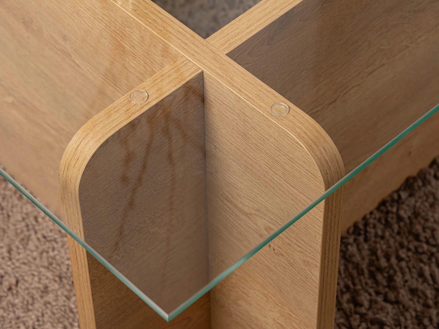 Soffbord i härdat glas - Ljust naturlig och transparent - AZRA