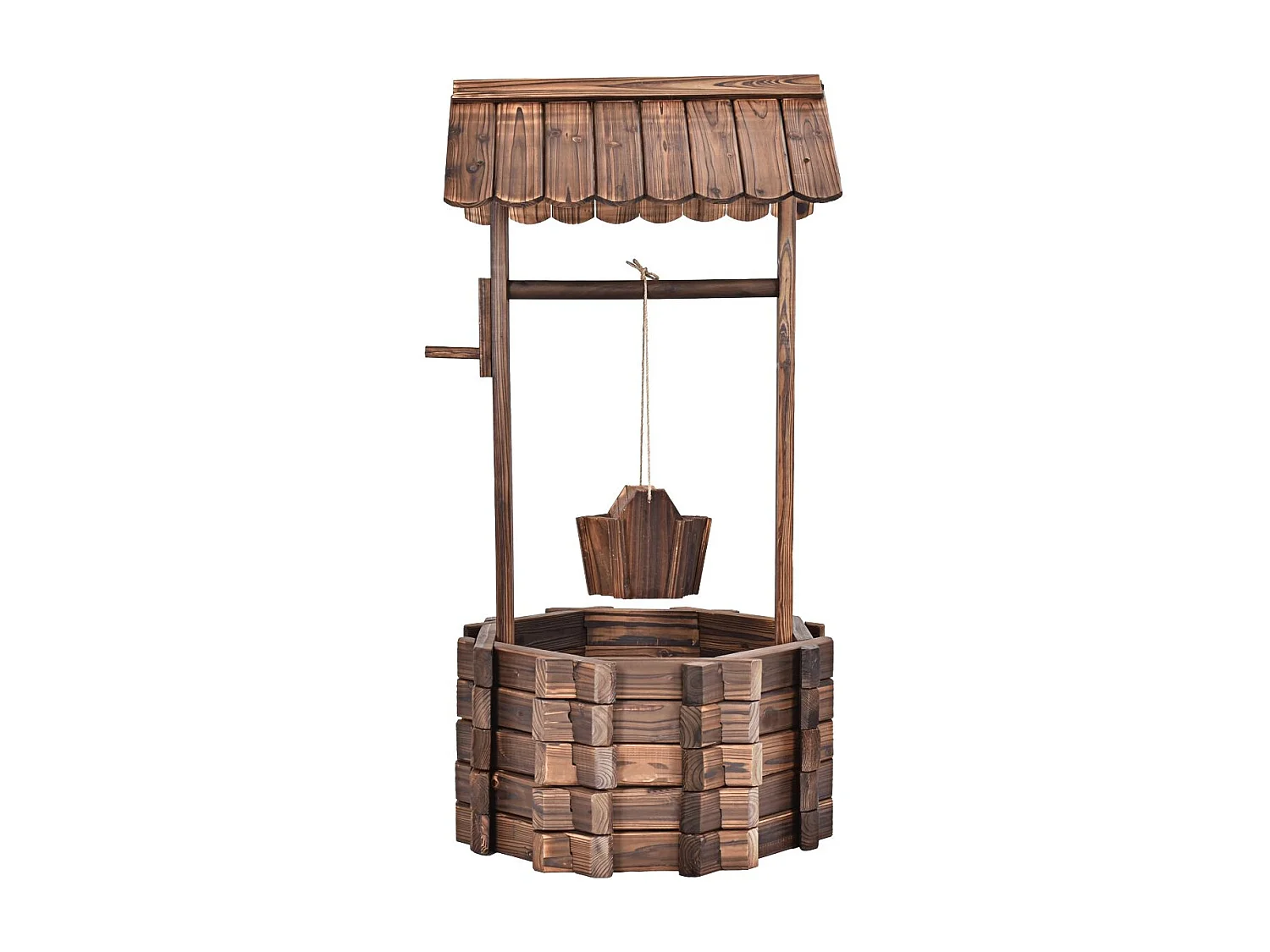 Fontaine de Jardin Puits en Bois d’Extérieur 56 x 56 x 114 cm Décoration de Jardin/Terrasse/Maison