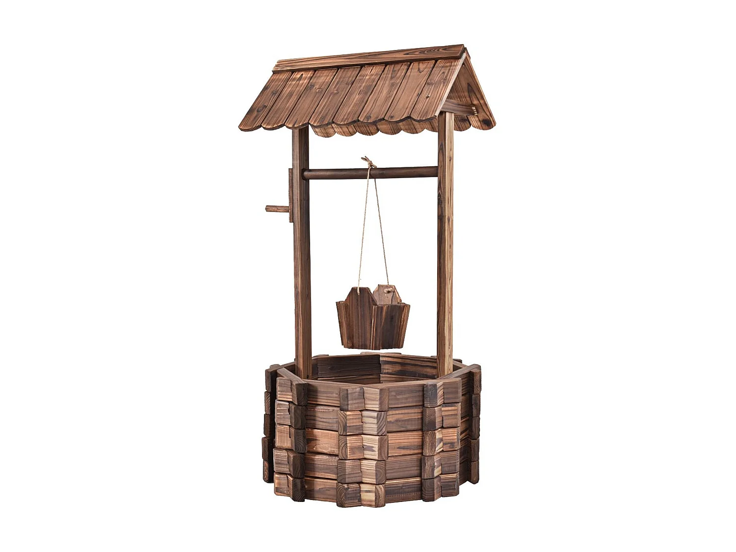 Fontaine de Jardin Puits en Bois d’Extérieur 56 x 56 x 114 cm Décoration de Jardin/Terrasse/Maison