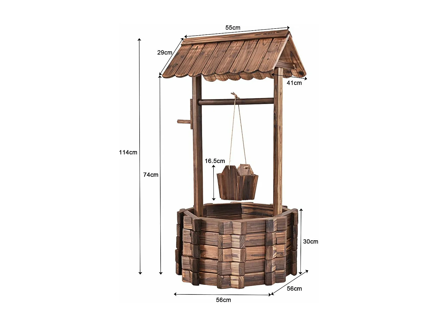 Fontaine de Jardin Puits en Bois d’Extérieur 56 x 56 x 114 cm Décoration de Jardin/Terrasse/Maison