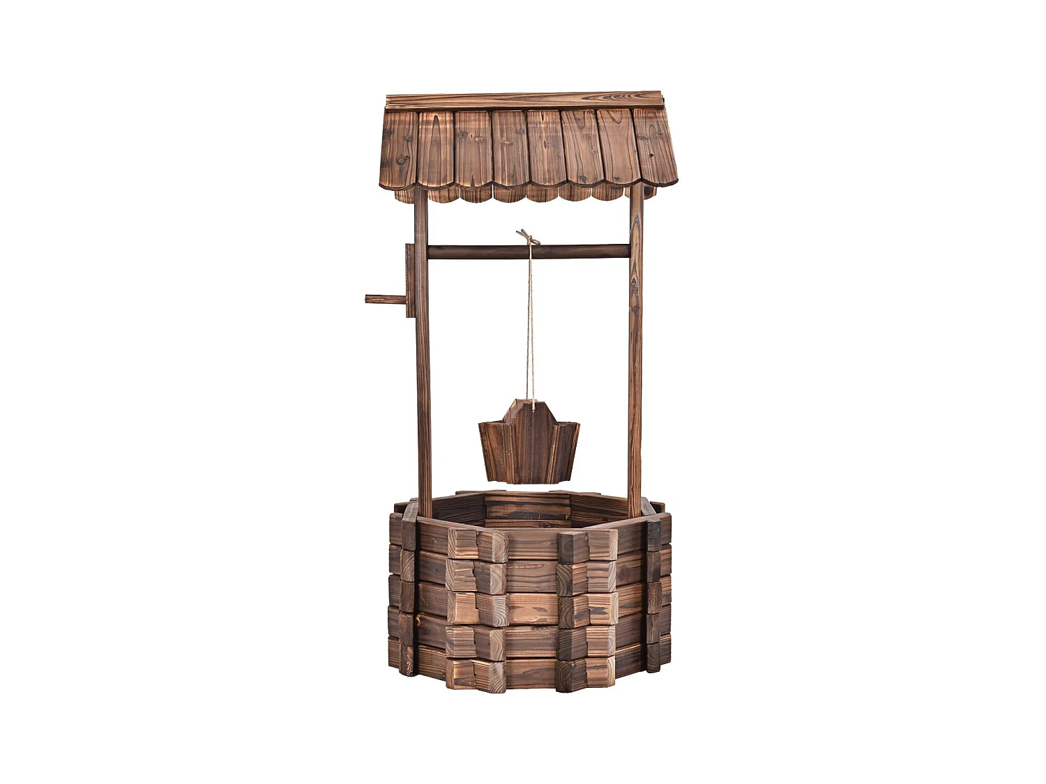 Fontaine de Jardin Puits en Bois d’Extérieur 56 x 56 x 114 cm Décoration de Jardin/Terrasse/Maison