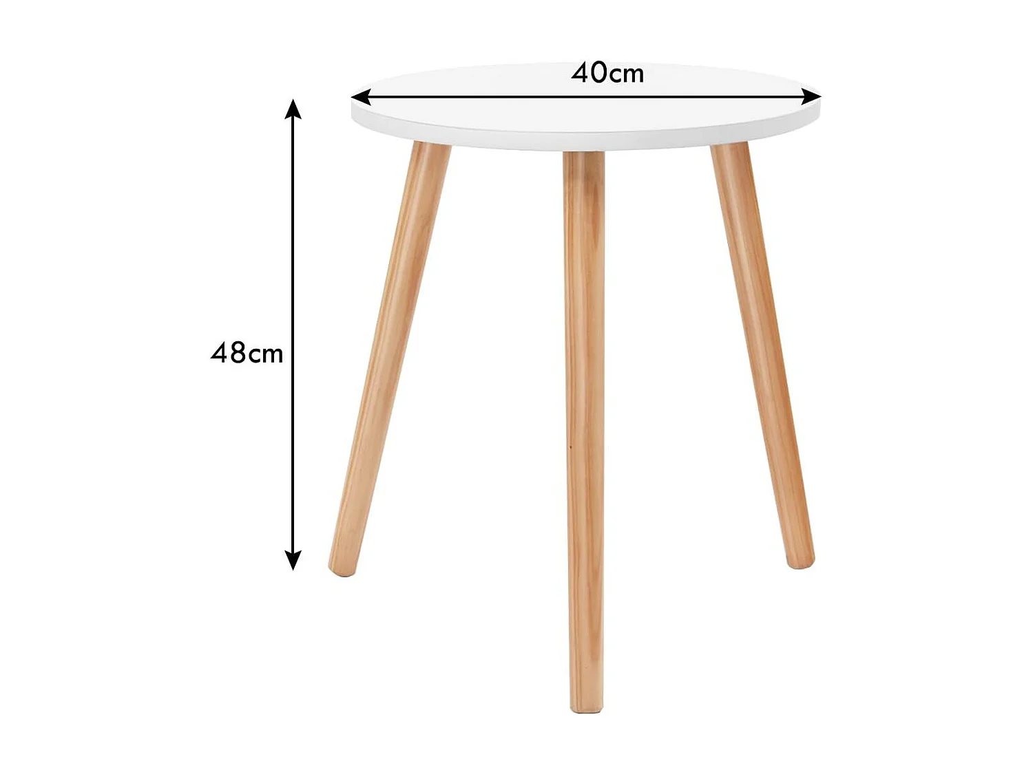 Moderne Scandinavische ronde salontafel in MDF en grenenhout, afm. Ø40 x 48 cm wit
