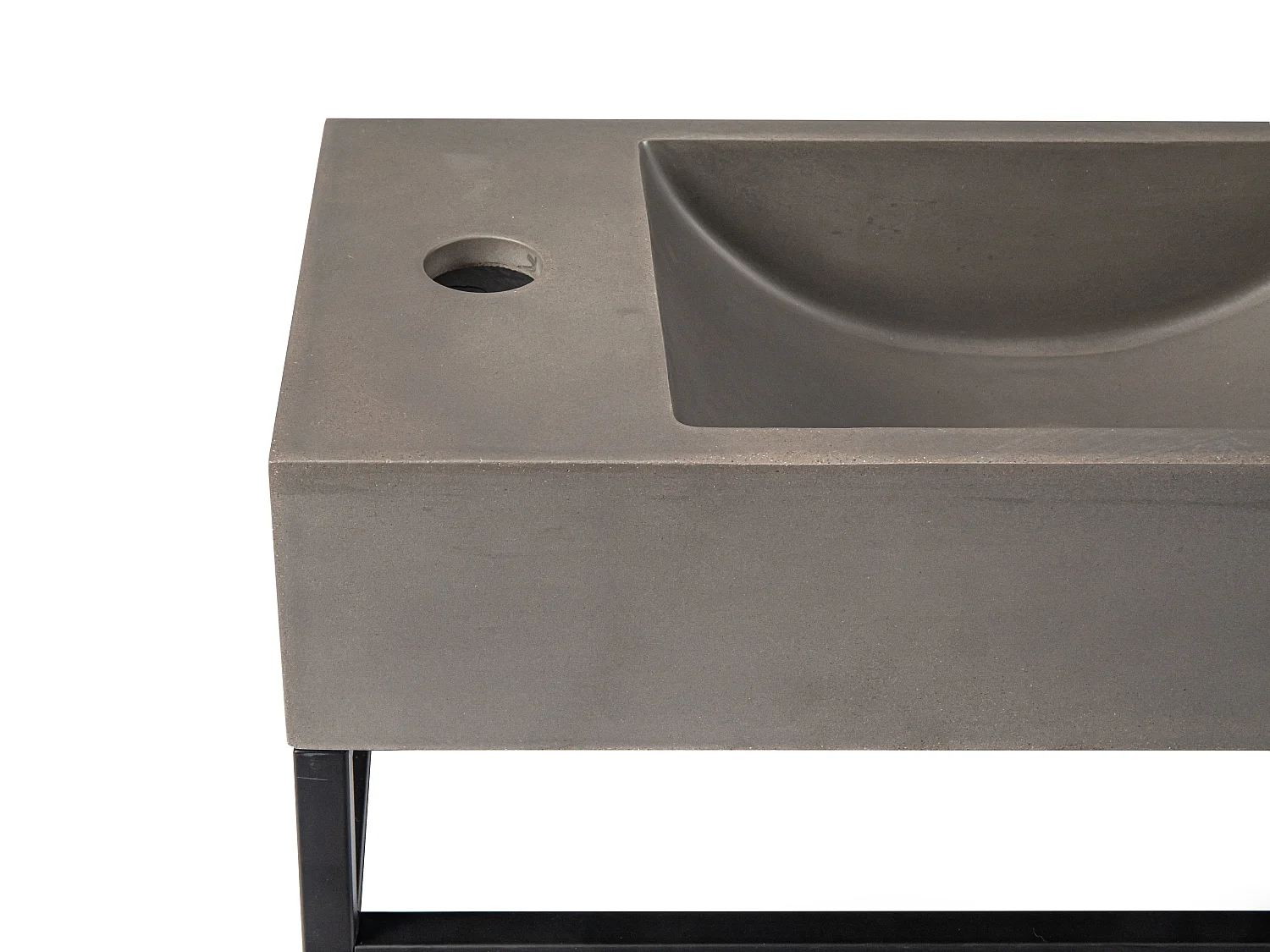 Lave main suspendu en béton avec support - Robinetterie à gauche - L40 x l22 cm - UCHAMI