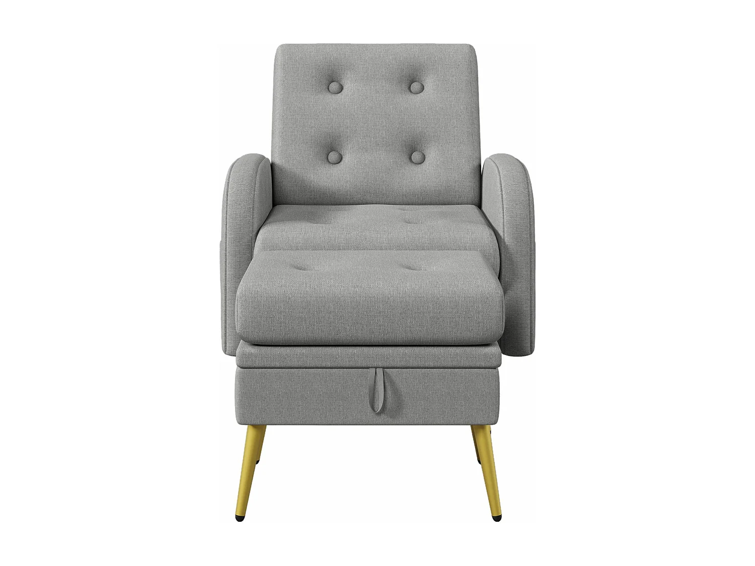 Loungestoel met voetensteun, in 3 standen verstelbare rugleuning, opbergvak,Grijs