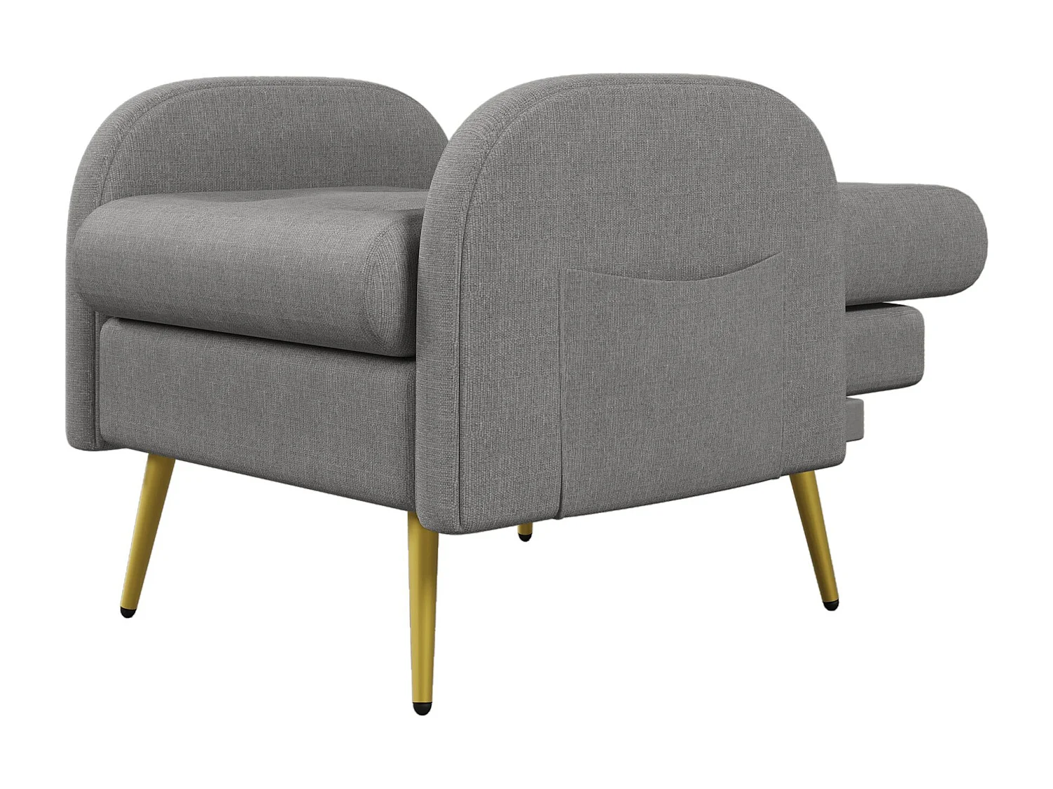 Loungestoel met voetensteun, in 3 standen verstelbare rugleuning, opbergvak,Grijs