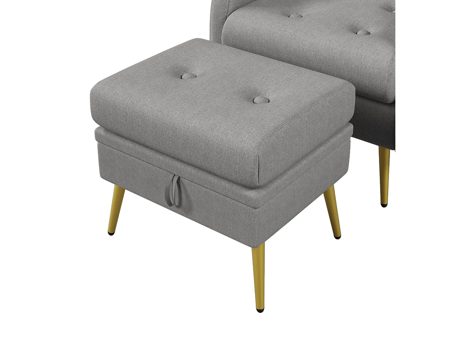 Loungestoel met voetensteun, in 3 standen verstelbare rugleuning, opbergvak,Grijs