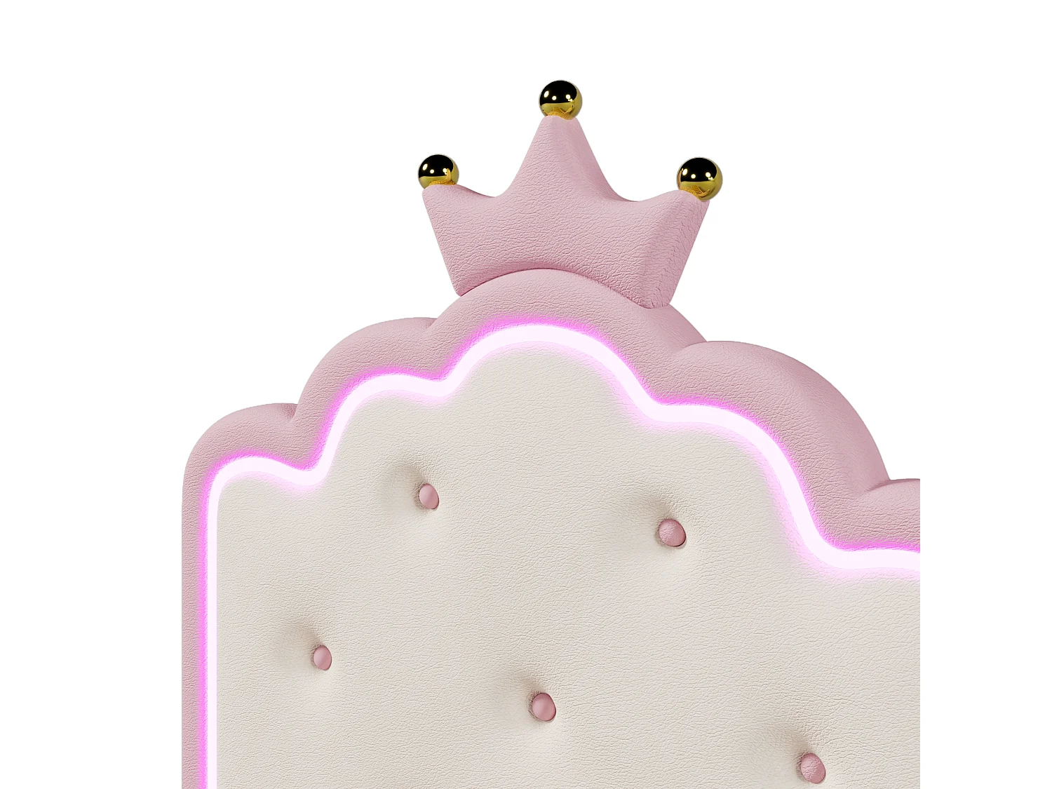 Lit d'enfant 90 x 200 cm, avec lumière d'ambiance, forme princesse, rangement hydraulique, rose