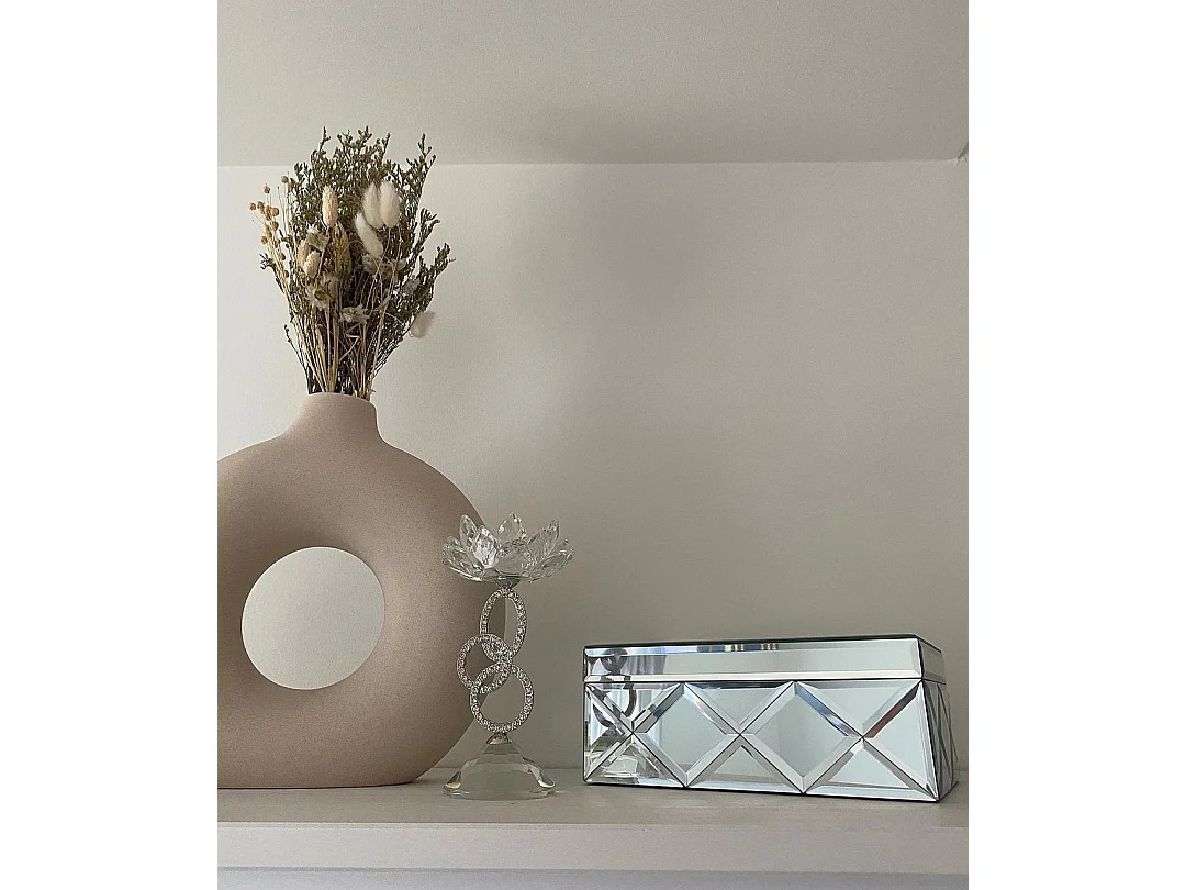 Kaarshouder OVIEDO Glas 19 cm Zilver