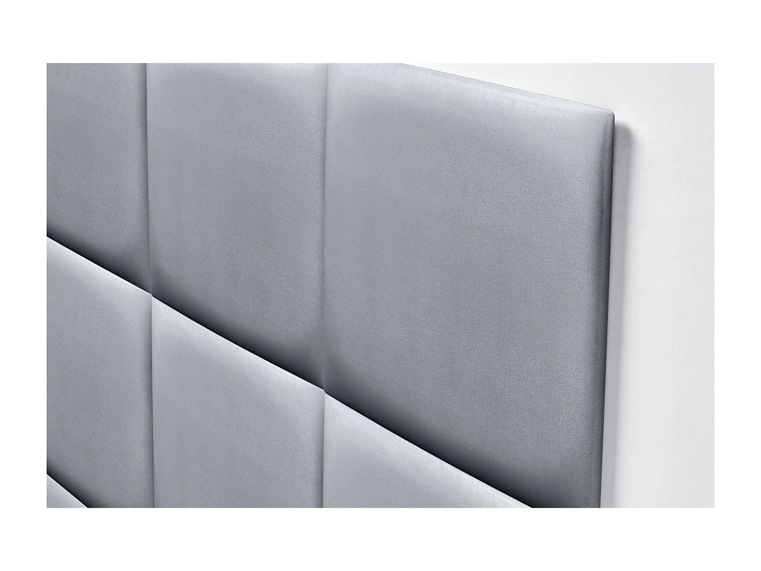 DHOME Tête de lit capitonnée en similicuir de qualité supérieure composée de panneaux autocollants interchangeables  (argent, 145 cm)