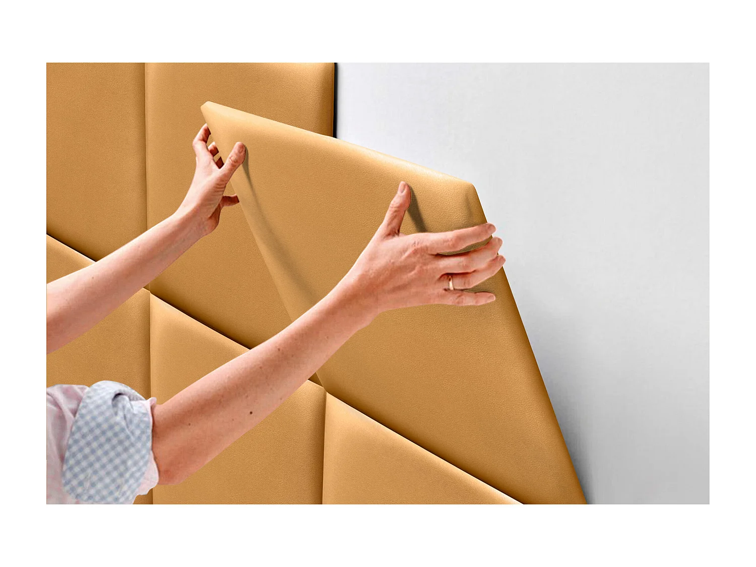 DHOME Testiera imbottita in similpelle premium composta da pannelli autoadesivi intercambiabili  (Oro, 120 cm)