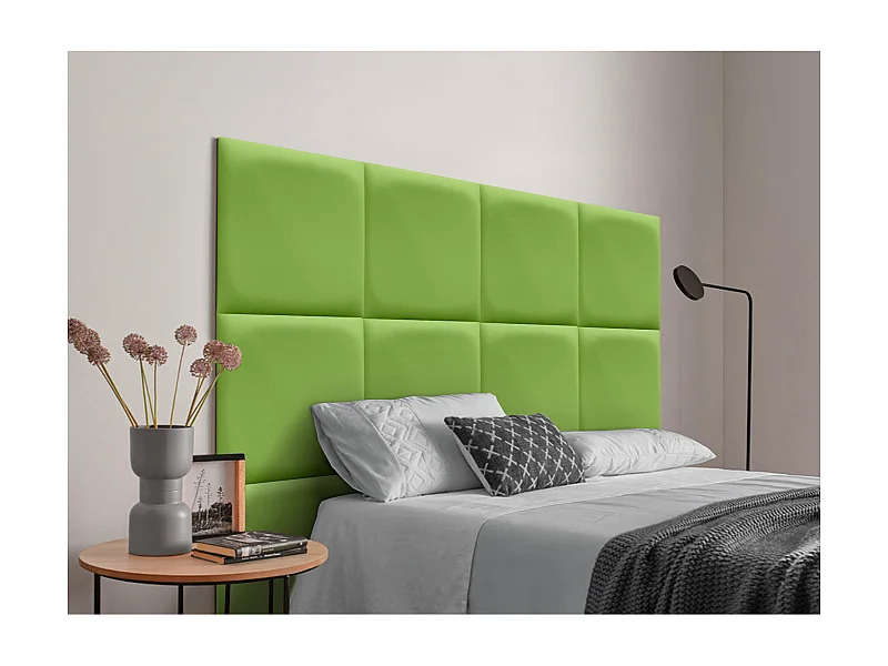DHOME Tête de lit capitonnée en similicuir de qualité supérieure composée de panneaux autocollants interchangeables  (vert, 220 cm)