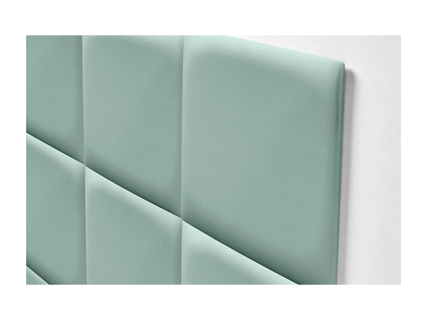 DHOME Cabeceira estofada em couro sintético  Premium composta por painéis autoadesivos intercambiáveis ​​Quarto de luxo  (verde água, 120 cm)