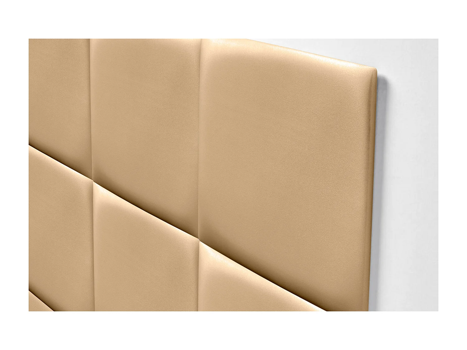DHOME Tête de lit capitonnée en similicuir de qualité supérieure composée de panneaux autocollants interchangeables  (Champagne, 200 cm)