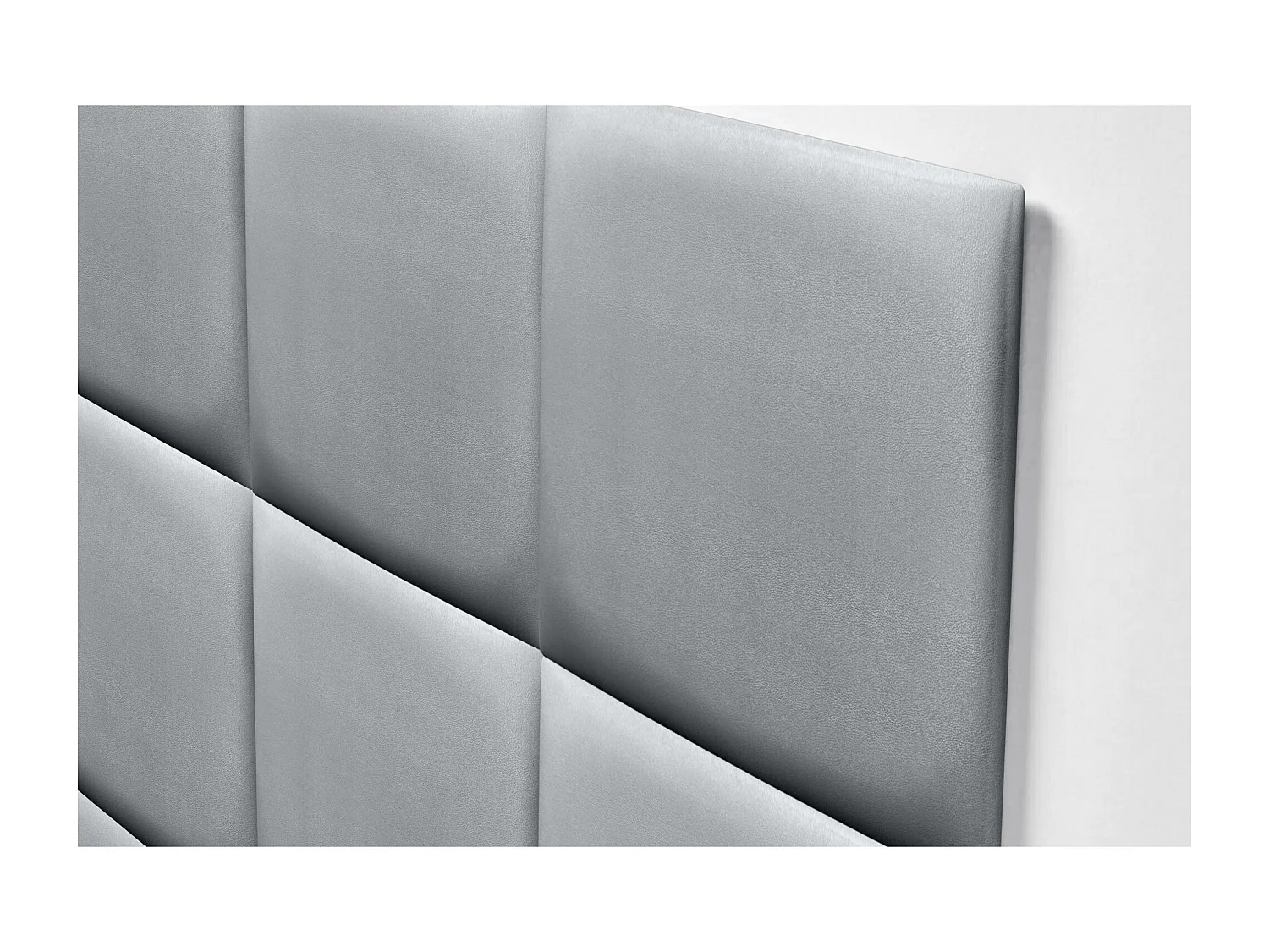 DHOME Premium Kunstlederen Hoofdbord Gemaakt van Verwisselbare Zelfklevende Panelen Luxe Gewatteerde Slaapkamer (Zilver, 190cm)