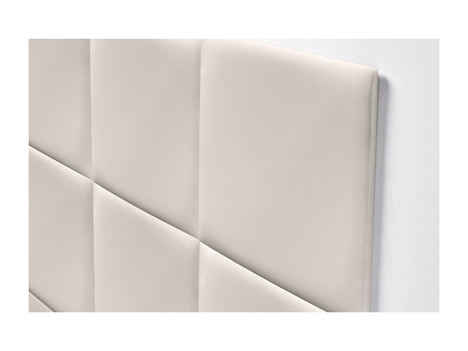 DHOME Tête de lit capitonnée en similicuir de qualité supérieure composée de panneaux autocollants interchangeables  (blanc os, 80 cm)