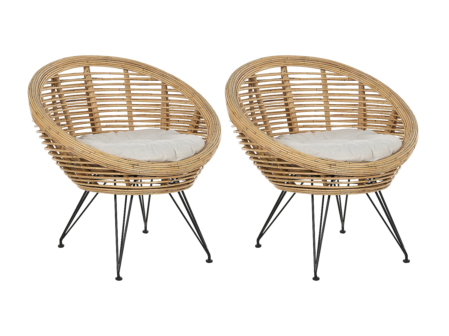 Set van 2 stoelen met zitkussen MARATEA Rotan Natuurlijk