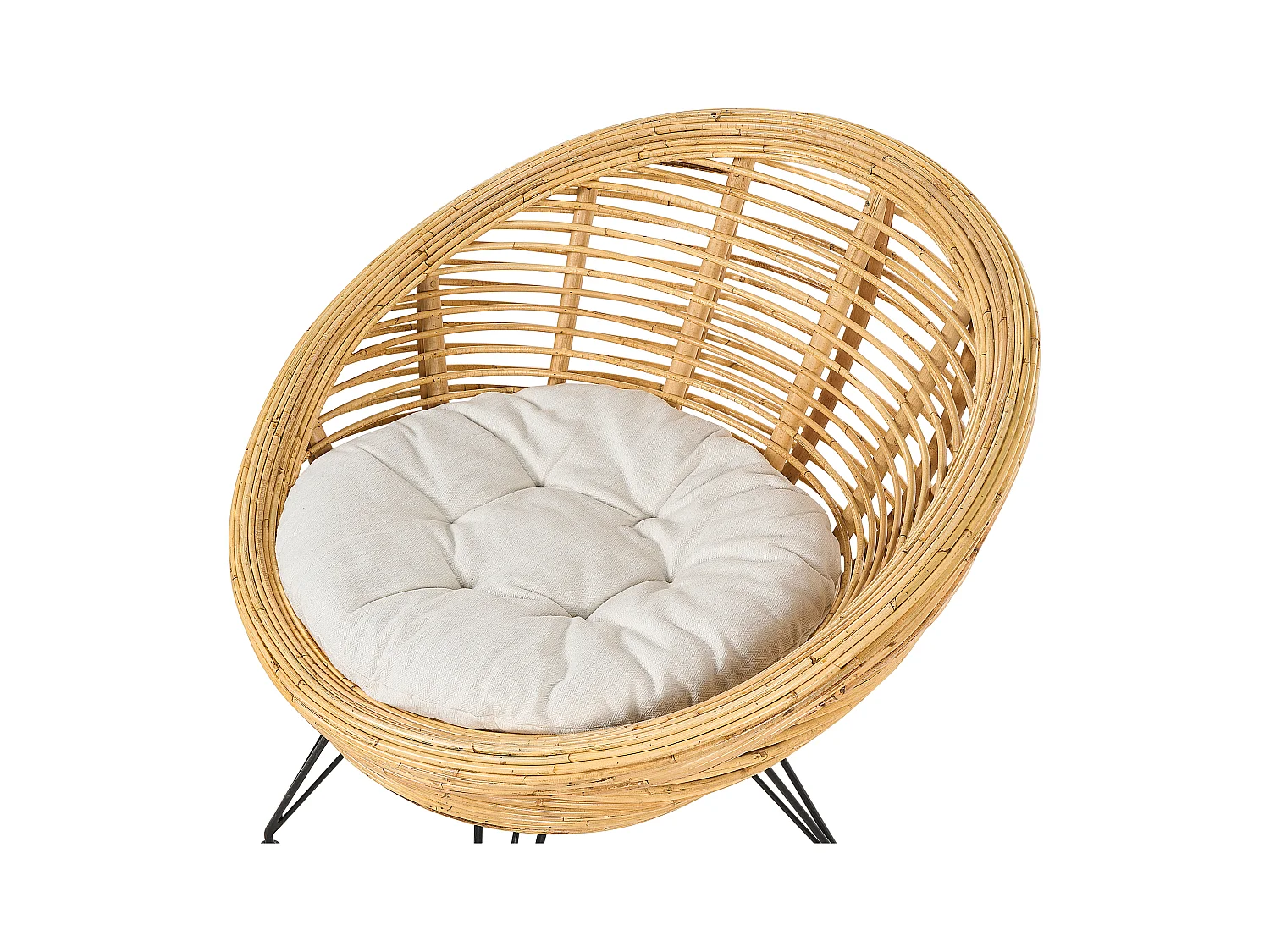 Lot de 2 chaises de jardin avec coussins MARATEA Rotin Naturel