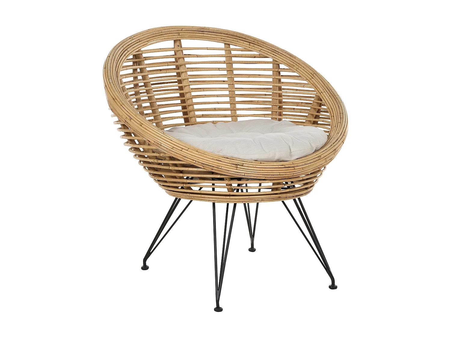 Lot de 2 chaises de jardin avec coussins MARATEA Rotin Naturel