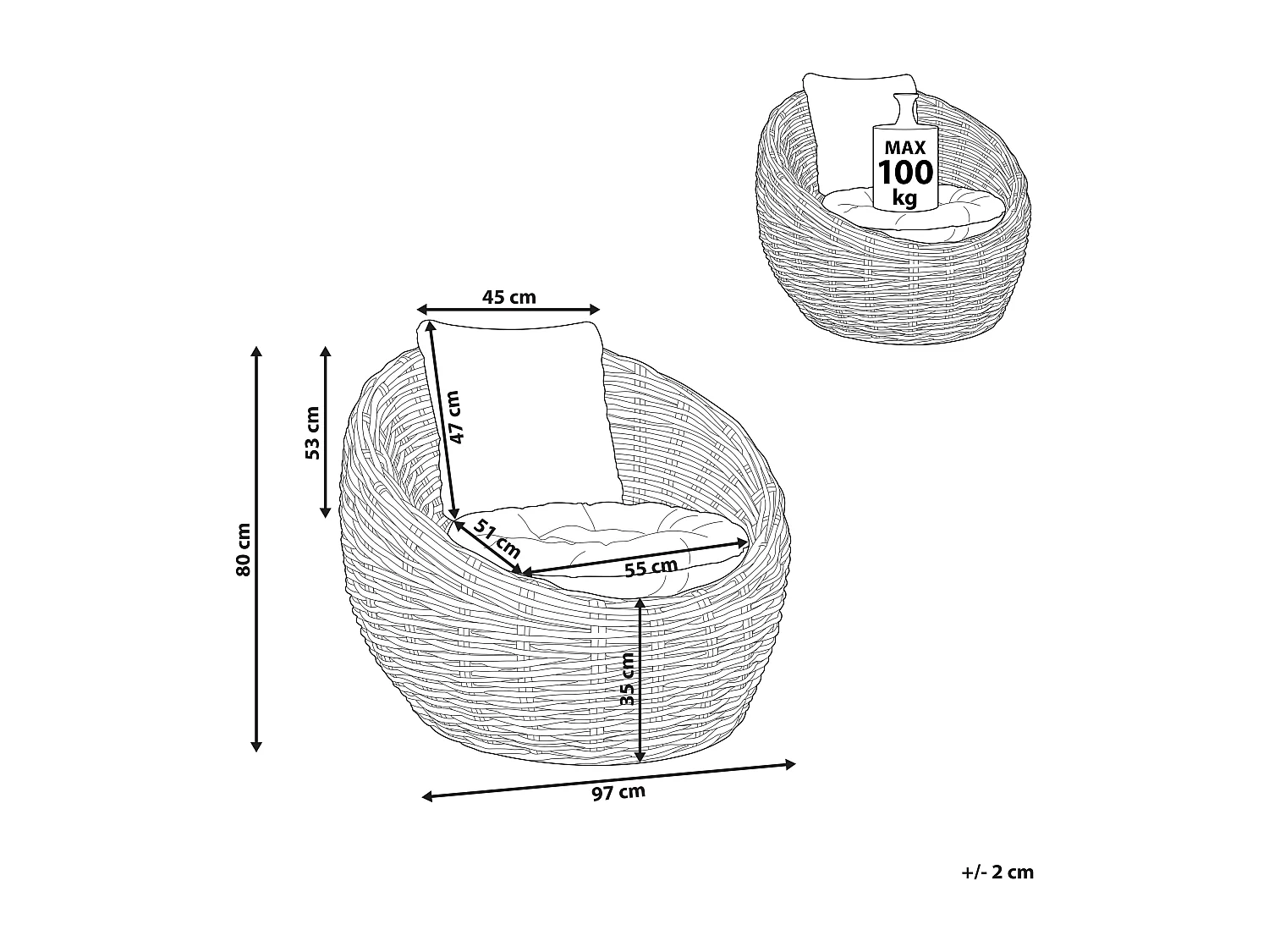 Chaise de jardin LERICI Rotin Naturel
