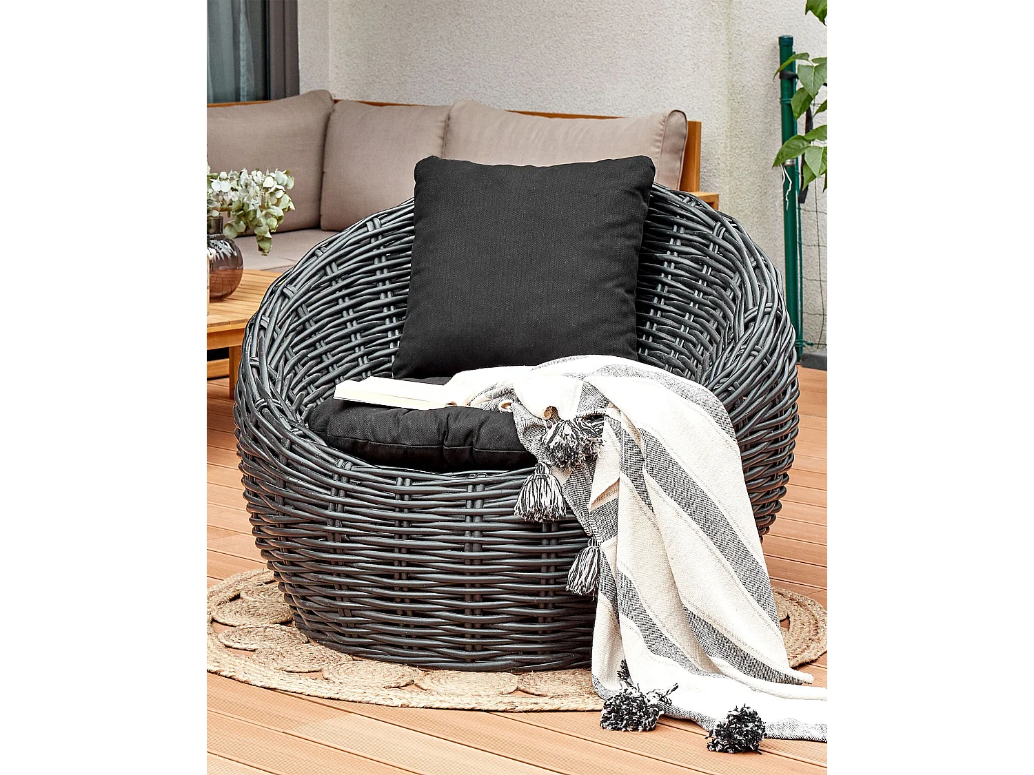 Krzesło ogrodowe LERICI Rattan Czarny