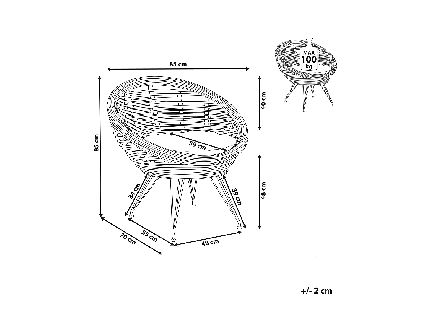 Chaise de jardin MARATEA Rotin Naturel
