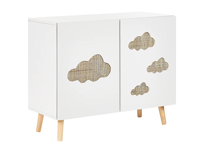 Sideboard mit Wolkenmotiv MDF Kiefernholz Beine Kinderzimmer Aufbewahrung Weiß Cloudy