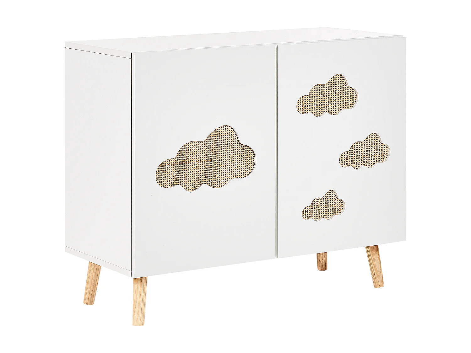 Sideboard mit Wolkenmotiv MDF Kiefernholz Beine Kinderzimmer Aufbewahrung Weiß Cloudy