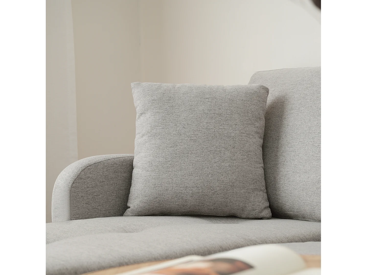 Canapé d'angle en forme de L, 166 x 118 x 77 cm, tissu en coton respirant, pieds en plastique, design modulaire,gris