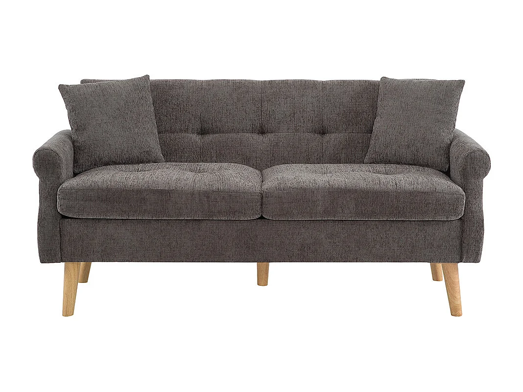 Diseño moderno, muebles tapizados, sofá doble, sofá tapizado con cojines gruesos, color latón antiguo