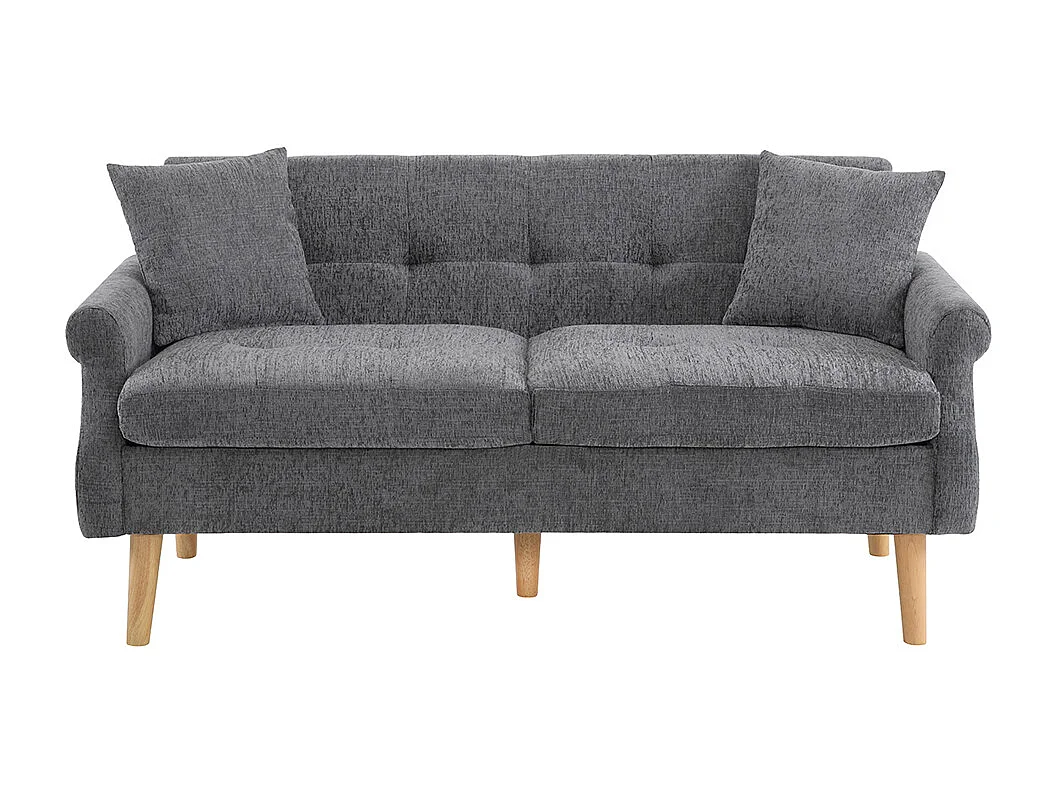 Diseño moderno, muebles tapizados, sofá doble, sofá tapizado con cojines gruesos, gris