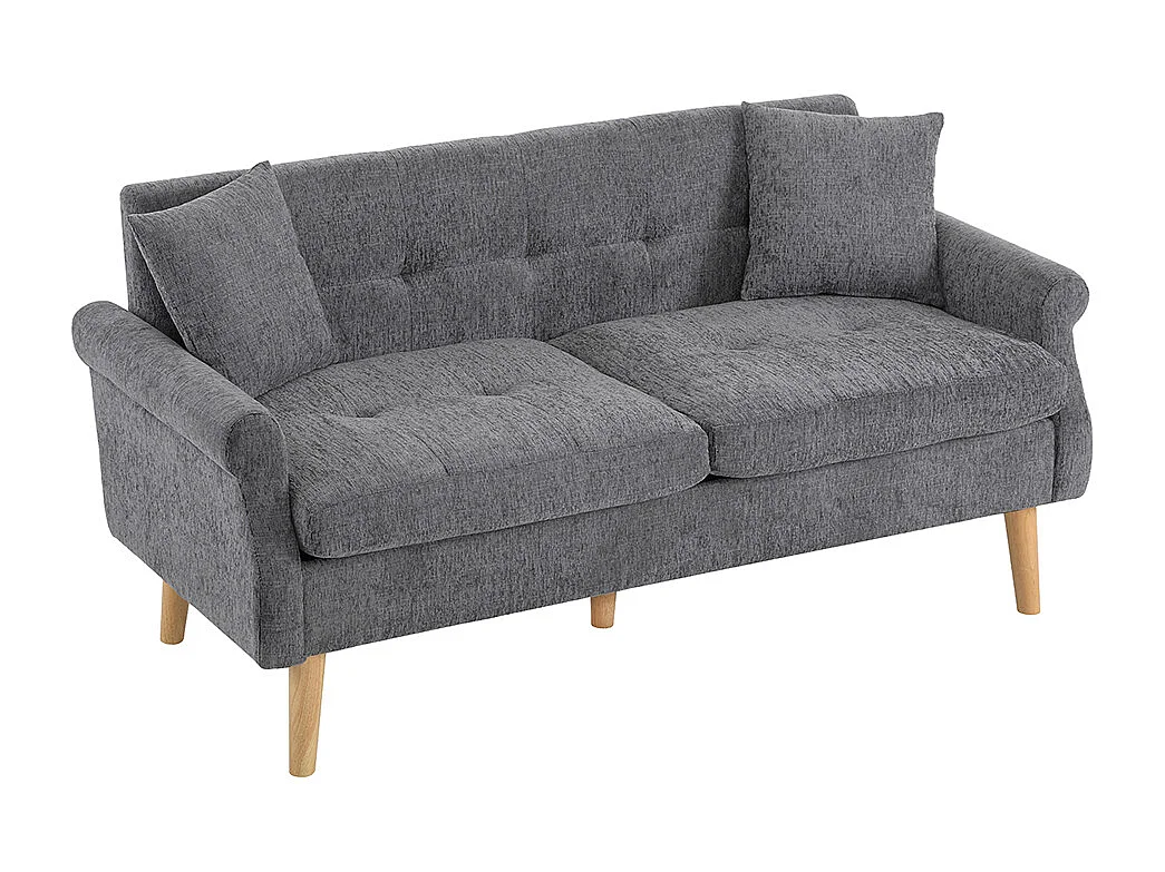 Diseño moderno, muebles tapizados, sofá doble, sofá tapizado con cojines gruesos, gris