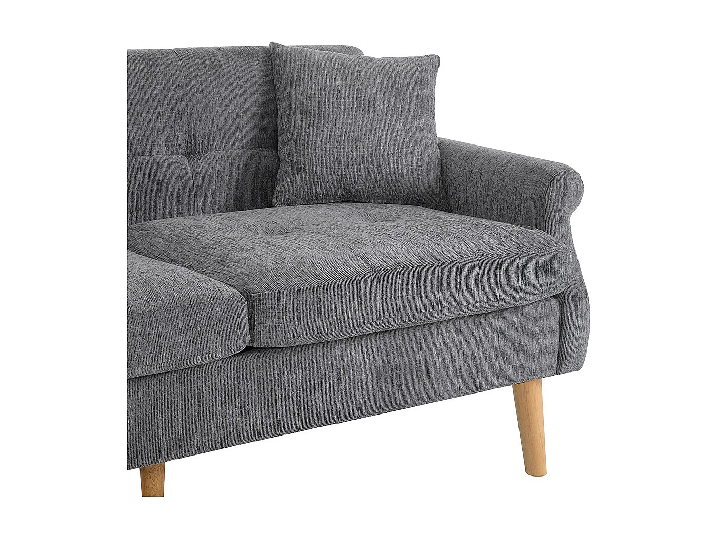 Diseño moderno, muebles tapizados, sofá doble, sofá tapizado con cojines gruesos, gris