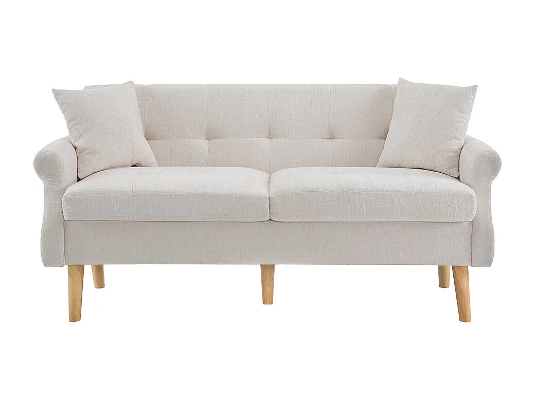 Diseño moderno, muebles tapizados, sofá doble, sofá tapizado con cojines gruesos, beige