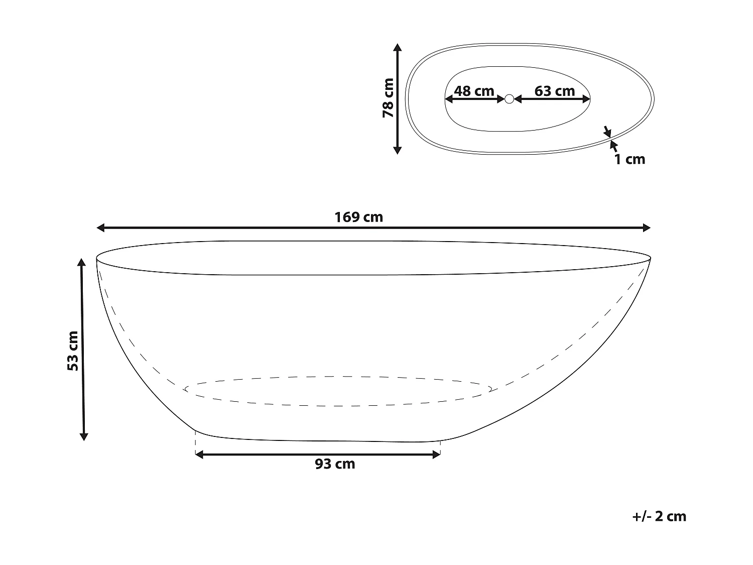 Freistehende Badwanne BLANCARENA 170 x 78 cm Hellrot