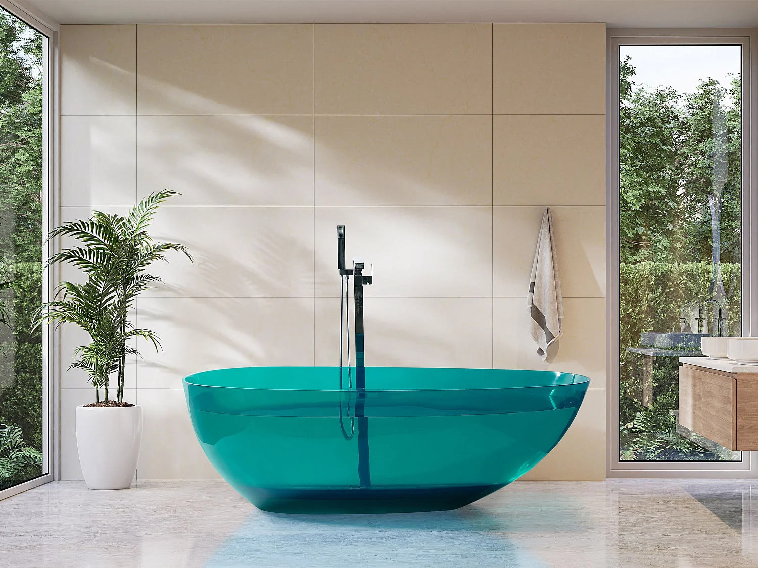 Baignoire îlot BLANCARENA 170 x 78 cm Bleu paon