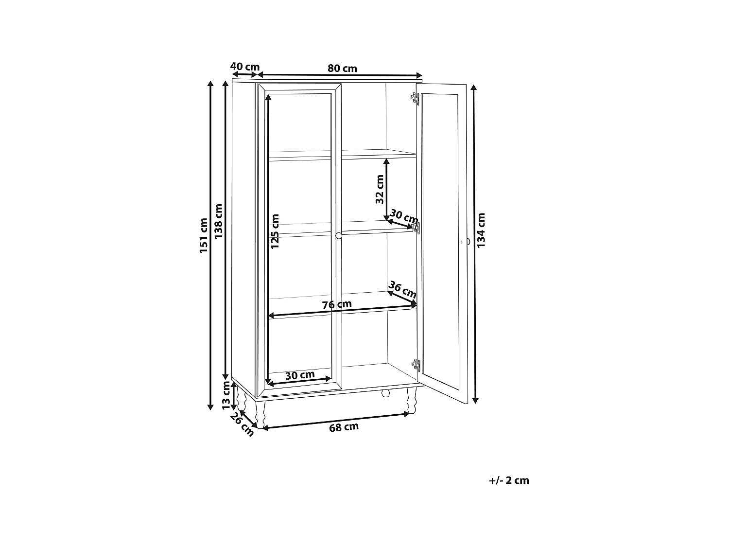 Vitrine TINGLEDALE 80 cm Schwarz