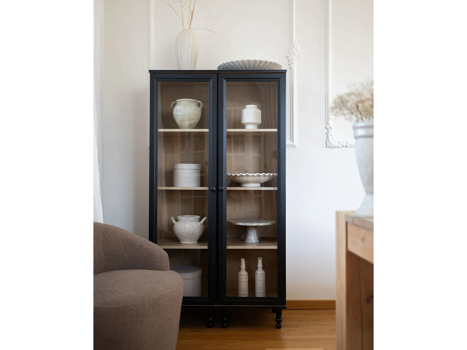 Glass Display Cabinet TINGLEDALE 80 cm Black