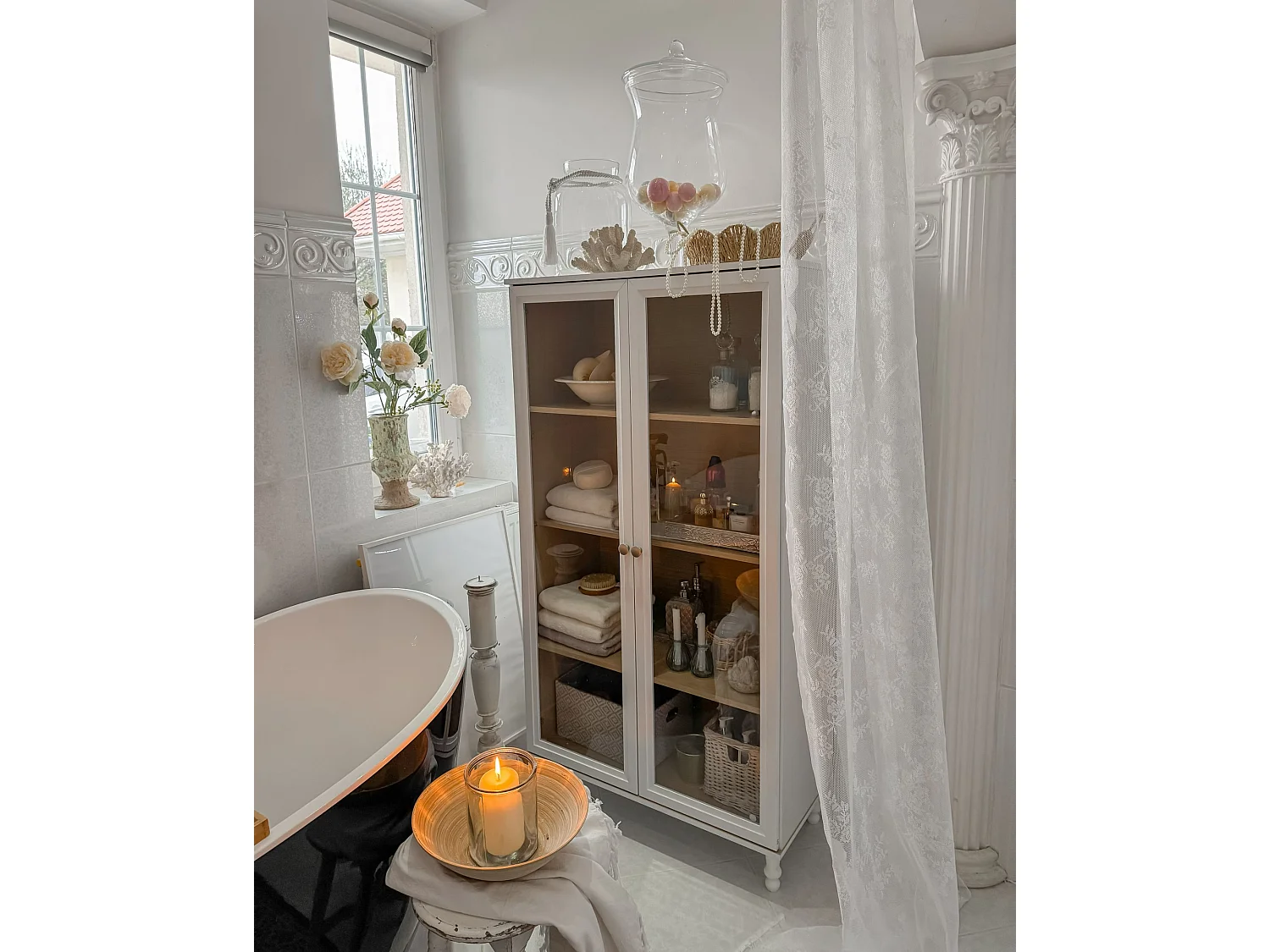 Armoire vitrine TINGLEDALE 80 cm Blanc