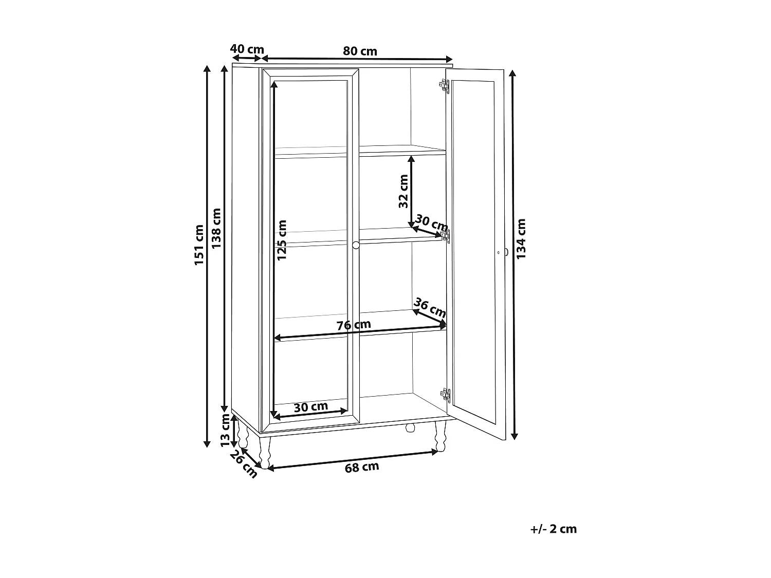 Vetrina TINGLEDALE 80 cm Bianco