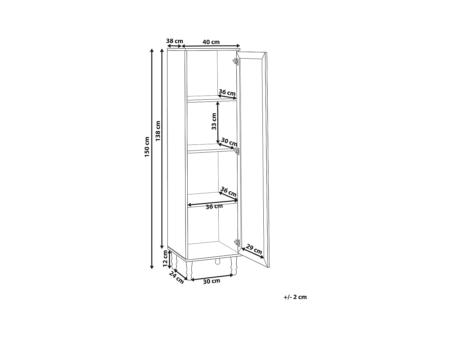 Vitrine TINGLEDALE 40 cm Schwarz