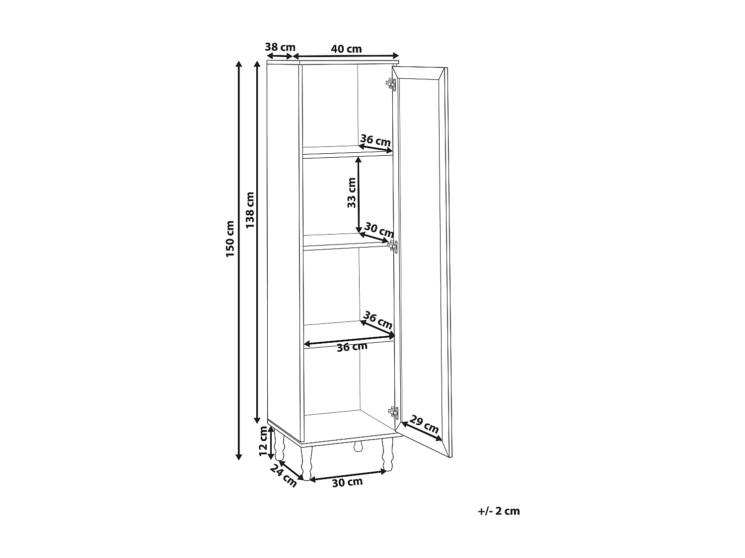Vitrine TINGLEDALE 40 cm Schwarz