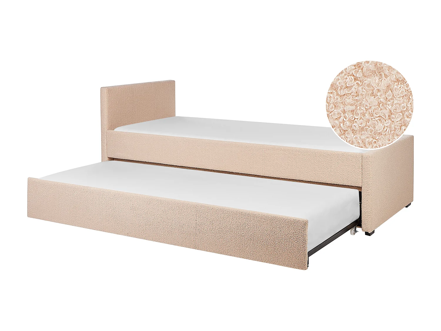 Cama nido Bouclé MARMANDE 80 x 200 cm Rosa melocotón