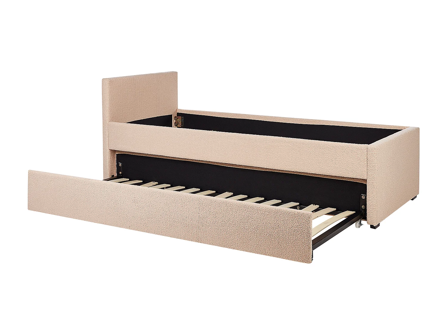 Cama nido Bouclé MARMANDE 80 x 200 cm Rosa melocotón