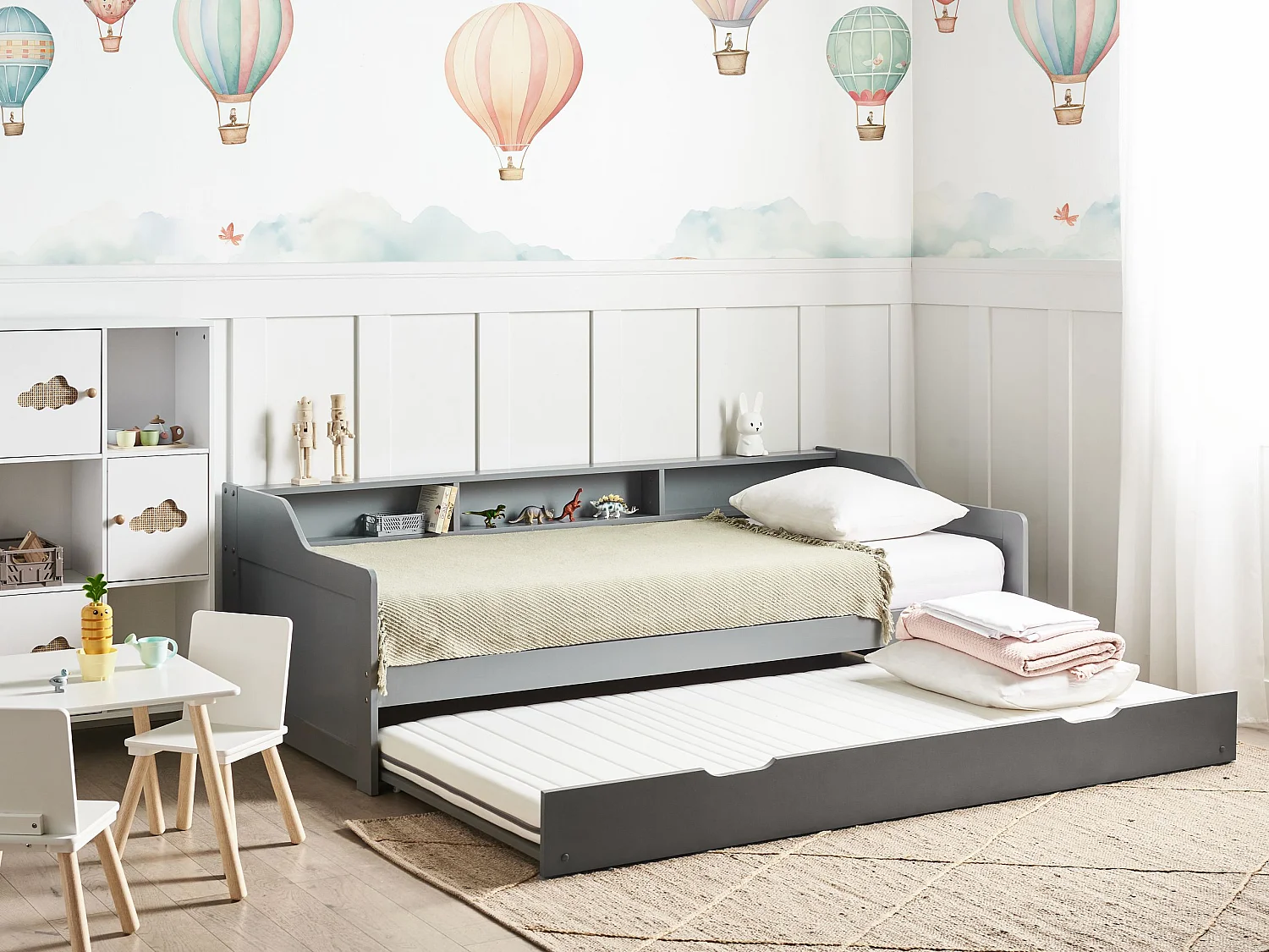 Onderschuifbed Dennenhout EDERN 90 x 200 cm Grijs