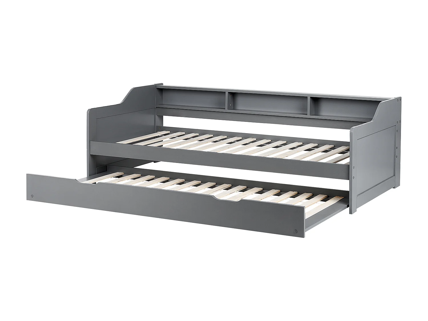 Onderschuifbed Dennenhout EDERN 90 x 200 cm Grijs